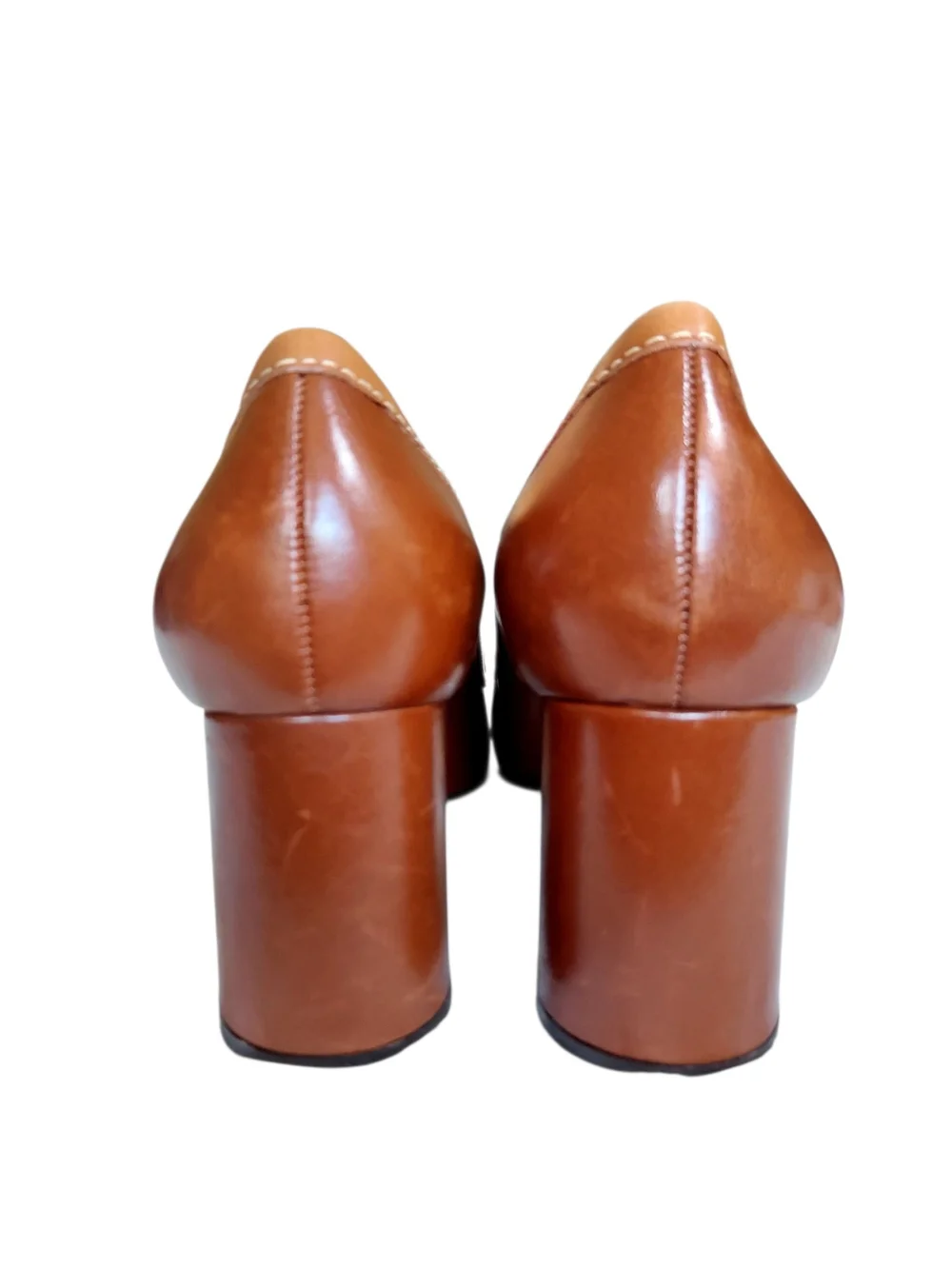 Cole Haan Nike Air Brown Leather Block Heel Penny Loafer Pumps Comfort 10B